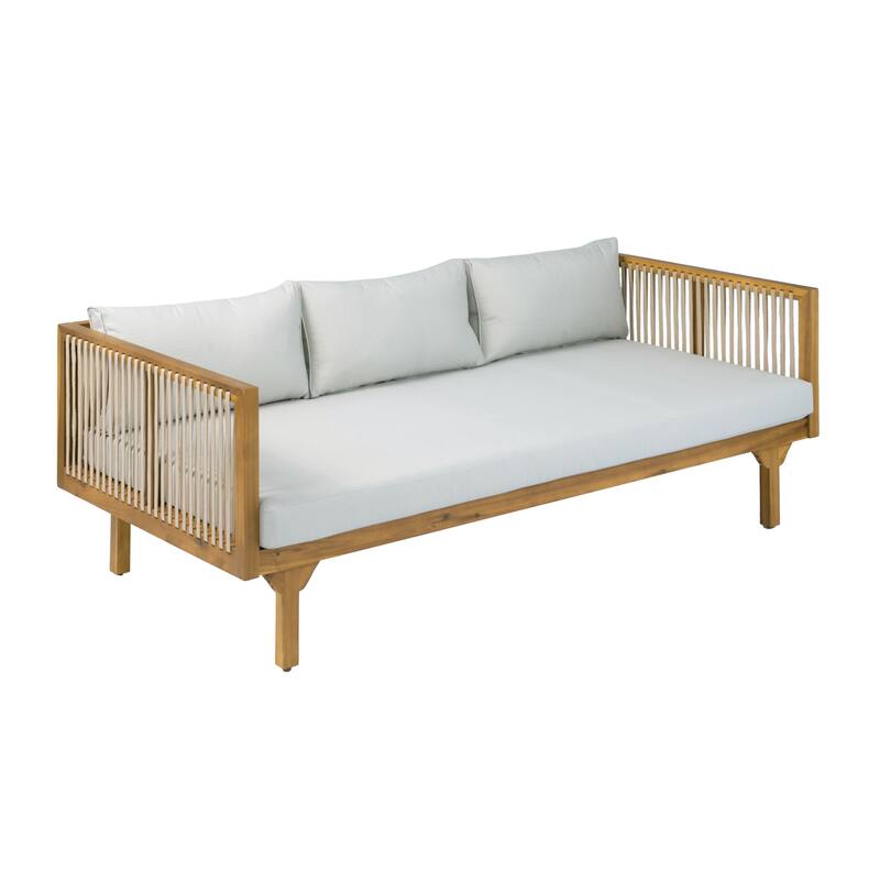 Christopher Knight Home - Acacia Wood Outdoor Patio Sofa with Rope Design