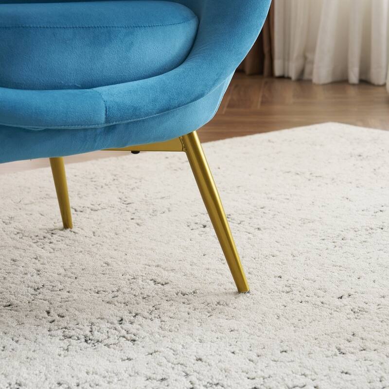 Lounge Chair for Bedroom with Gold Metal Legs