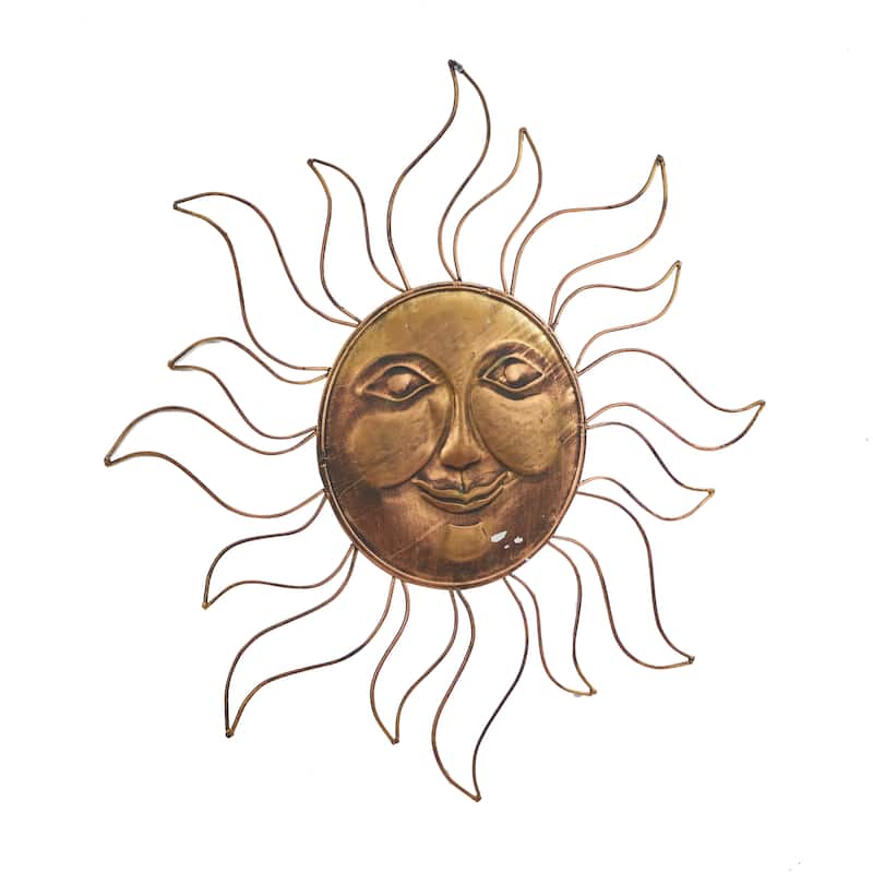 Metal Sun Indoor Outdoor Home Wall Decor with Wire Frame - Copper - Roche River Decor