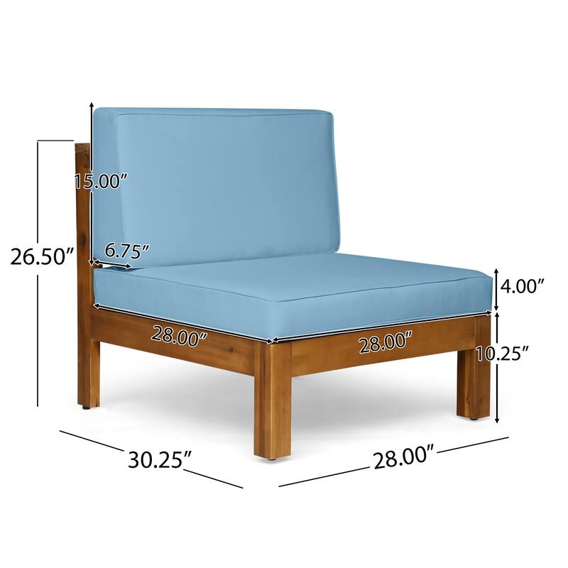 Oana Outdoor 3-Seater Acacia Wood Sectional Sofa Set with Coffee Table by Christopher Knight Home