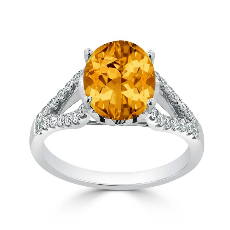 Auriya 3 1/3ct Fancy Oval Citrine and Diamond Engagement Ring 1/3cttw 14k Gold