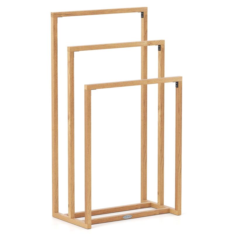 Gymax 3-Tier Freestanding Towel Rack w/ 3 Hanging Crossbars for