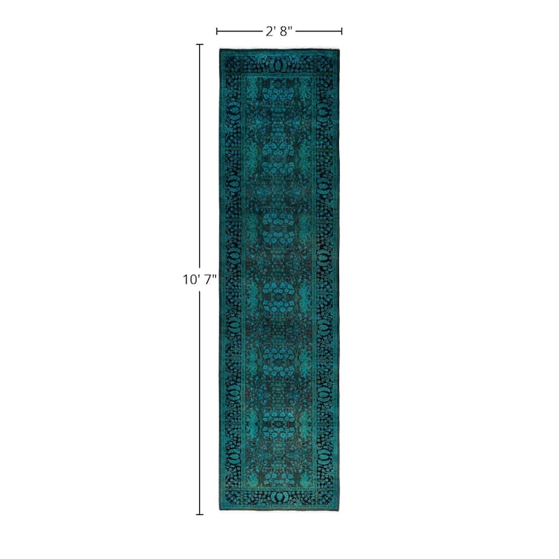 Overdyed One-of-a-Kind Hand-Knotted Area Rug - Green - 2' 8" x 10' 7"