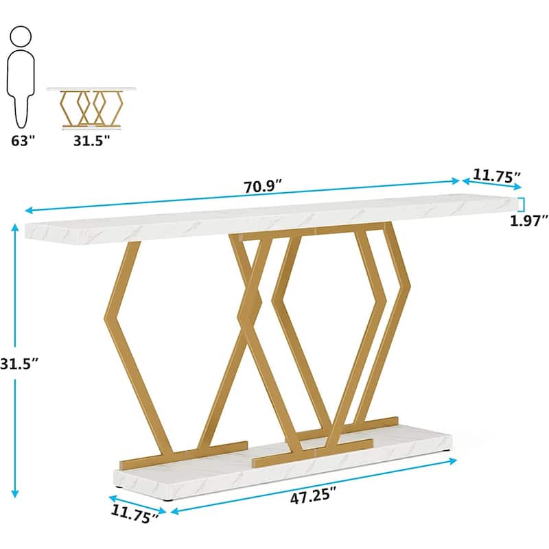 70.9 Inch Long Sofa Console Table for Entryway,Modern Hallway Accent Tables with Stylish Metal Legs