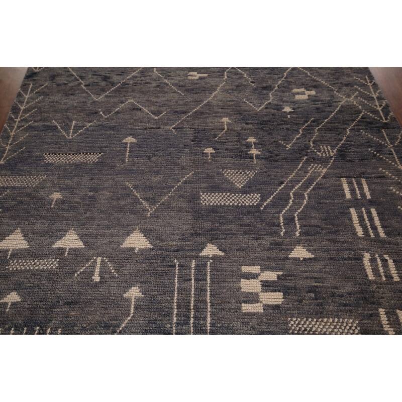 Gray & Blue Moroccan Area Rug Hand-Knotted Wool Carpet - 6'1"x 9'5"
