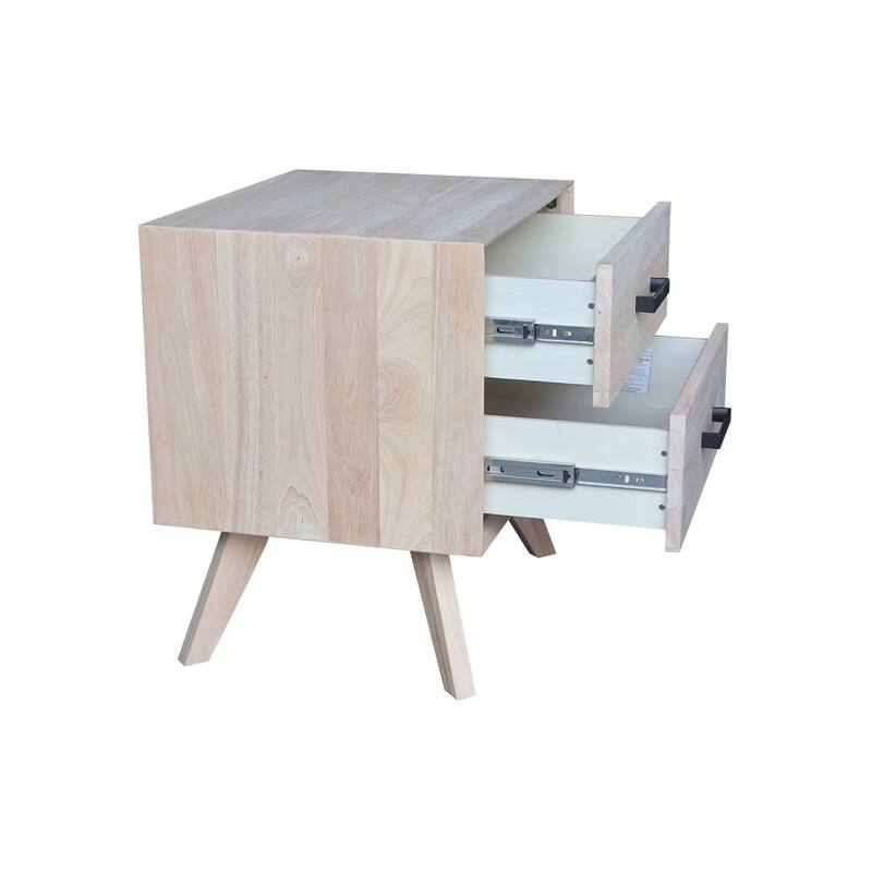 International Concepts Solid Wood 2-Drawer Nightstand, Wide-Body Ready to Finish Bedside Table with 18.5" Wide Drawers