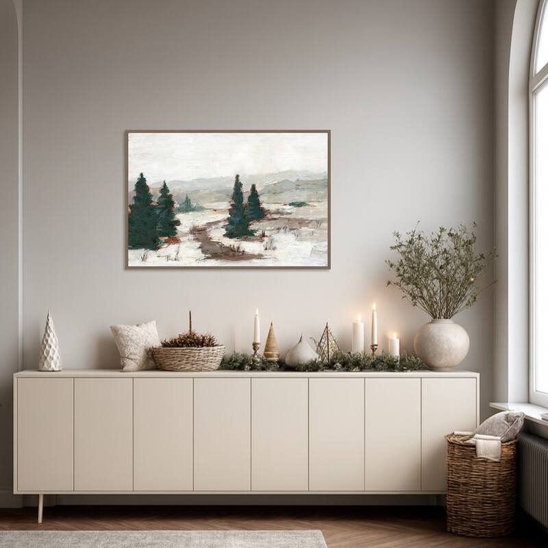 Melting Snow I by Ethan Harper Framed Canvas Wall Art Print - Sylvie Dark Gold