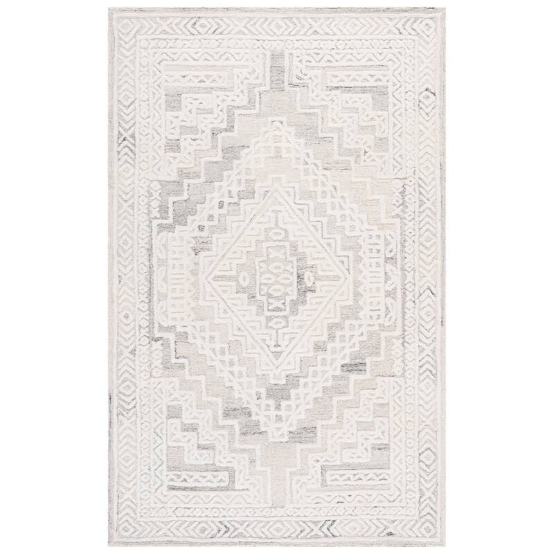SAFAVIEH Handmade Metro Keit Wool Rug - Light Grey/Ivory - 6' Square