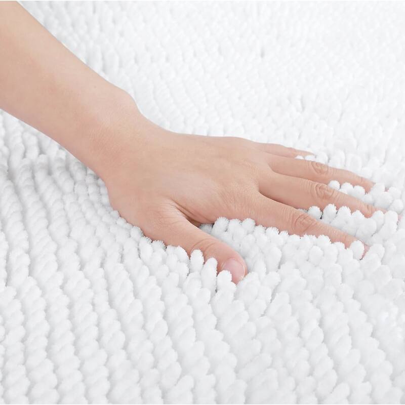 24"x16" - White Soft Cozy Plush Chenille Bath Mat Bathroom Rug