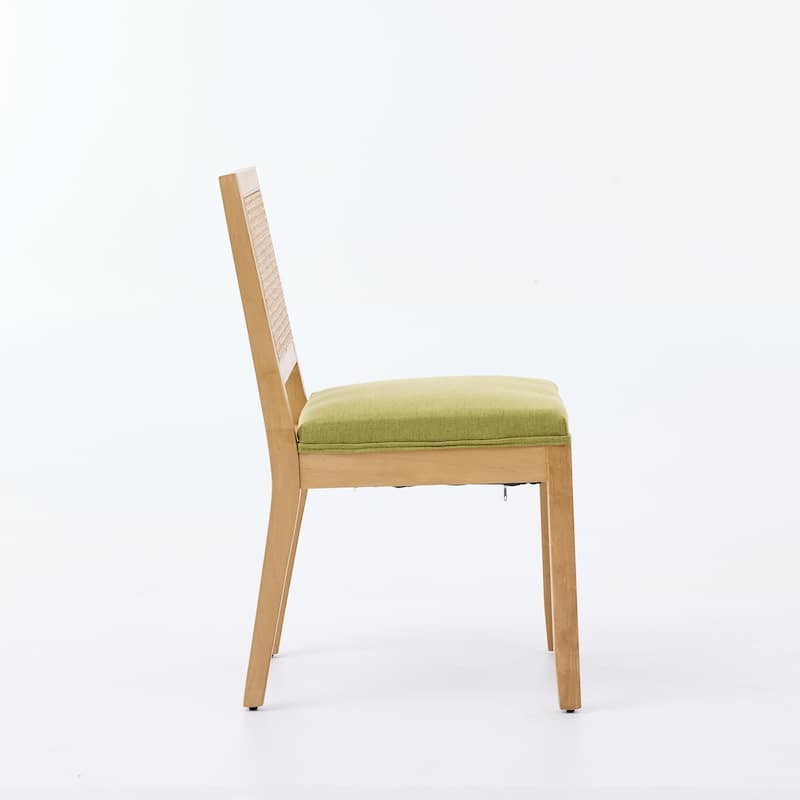 Farmhouse Rattan Dining Chairs Set of 2,Kitchen & Dining Room Chairs, Cane Upholstered Kitchen Side Chair with Hardwood Frame