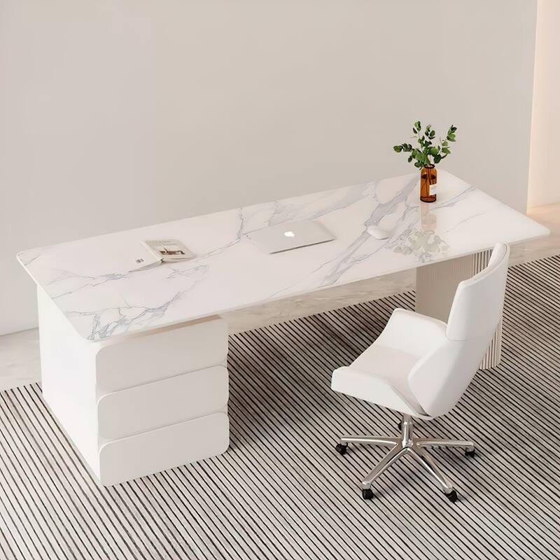 Rectangular Writing Desk Computer Desk, Home Office Desk, Faux Marble Top
