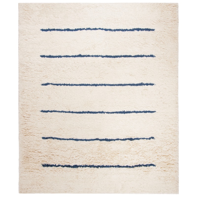 SAFAVIEH Hand-knotted Kenya Henriette Southwestern Tribal Wool Rug - 9' x 12' - Ivory/Navy