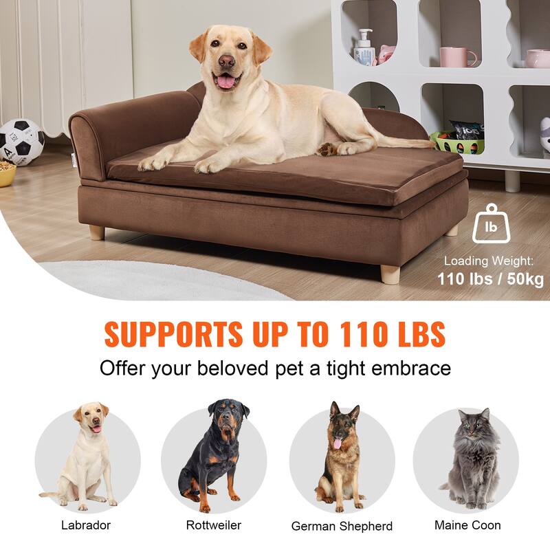VEVOR Pet Sofa, Dog Couch for Dogs and Cats, Soft Velvety Dog Sofa Bed