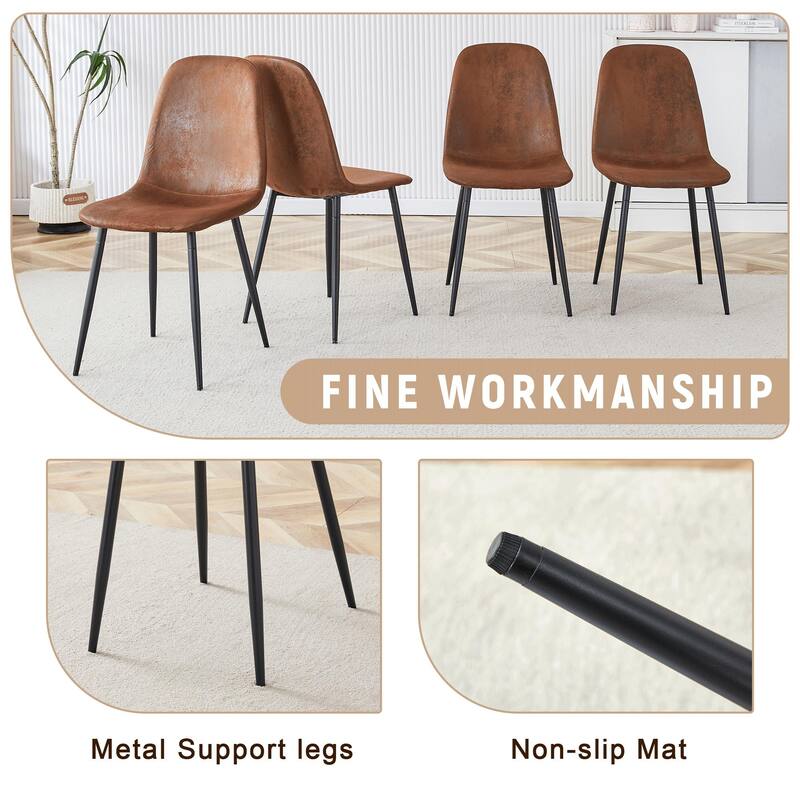 Modern 7-Piece Rectangular Dining Table Set for 6, 71" Wood Table with Built-in Storage & 6 Armless Chairs for Dining Room