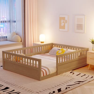 Montessori Floor Bed Frame with Safety Fence
