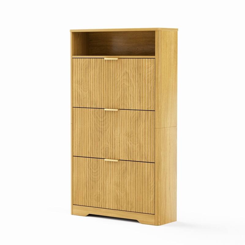 54.4" Tall Free Standing Storage Organizer with Hidden Compartments for Entryway Shoes