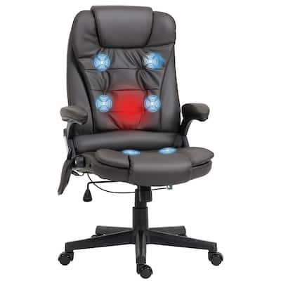 PU Leather 360° Swivel High Back Office Recliner with Vibration Massage, Lumbar Heating, and Adjustable Height