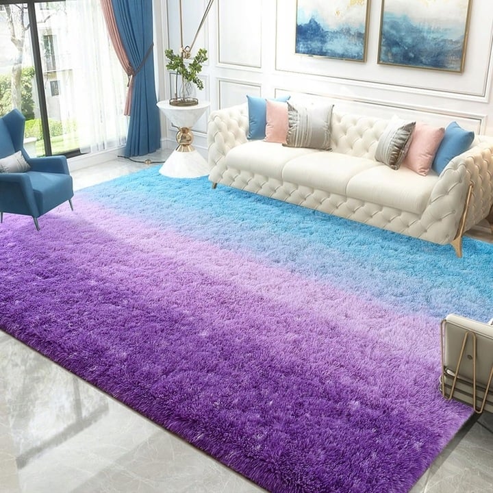 Shaggy Home Decor Carpet Luxury Gradient Rug for Living Room Bedroom