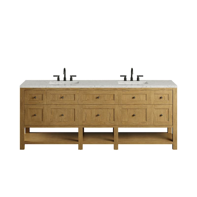 Breckenridge 84" Double Vanity Cabinet - Light Natural Oak/Eternal Jasmine Pearl Top