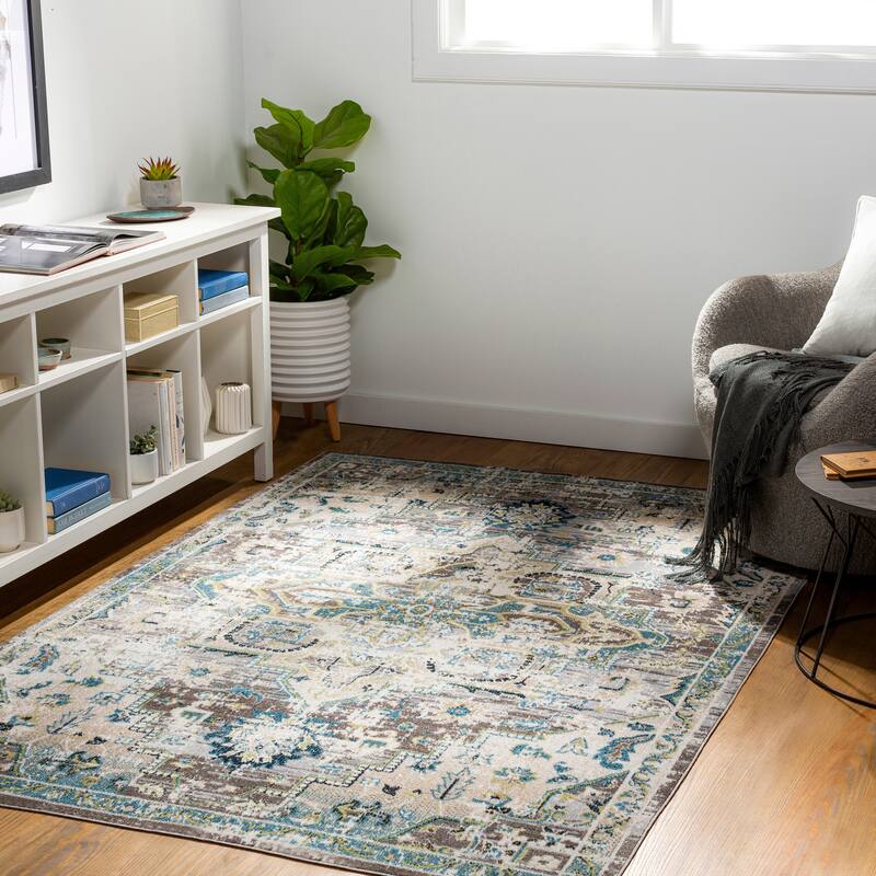 Livabliss Jaconita Machine Washable Traditional Floral Area Rug - 6' 7" x 9' - Sage - Rectangle