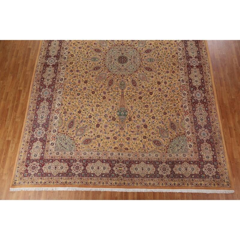 Vegetable Dye Large Tabriz Persian Area Rug Hand-knotted Wool Carpet - 11'5" x 16'2"