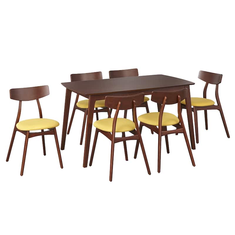 Simple Living Solid Beechwood Cadiz 7-piece Dining Set - Yellow/Walnut