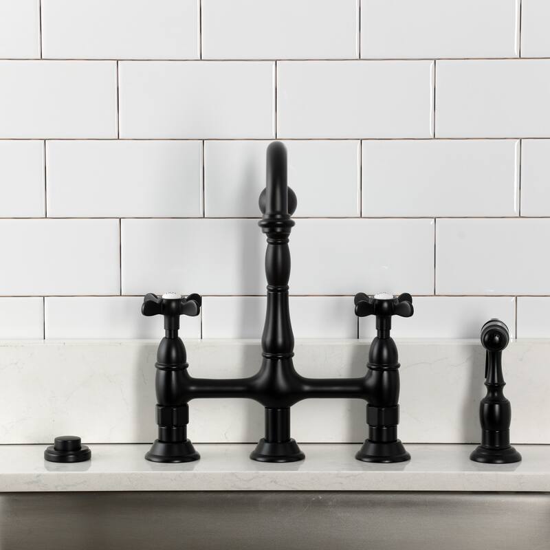 Kingston Brass Essex Bridge Kitchen Faucet with Brass Sprayer
