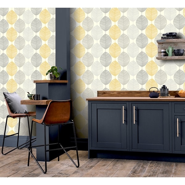 yellow and grey leaf wallpaper