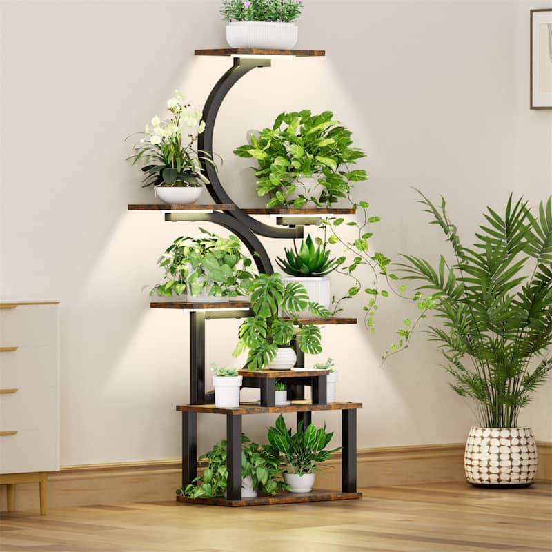 8 Tiered Plant Stand with 5 Grow Lights and 10-Level Stepless Dimming
