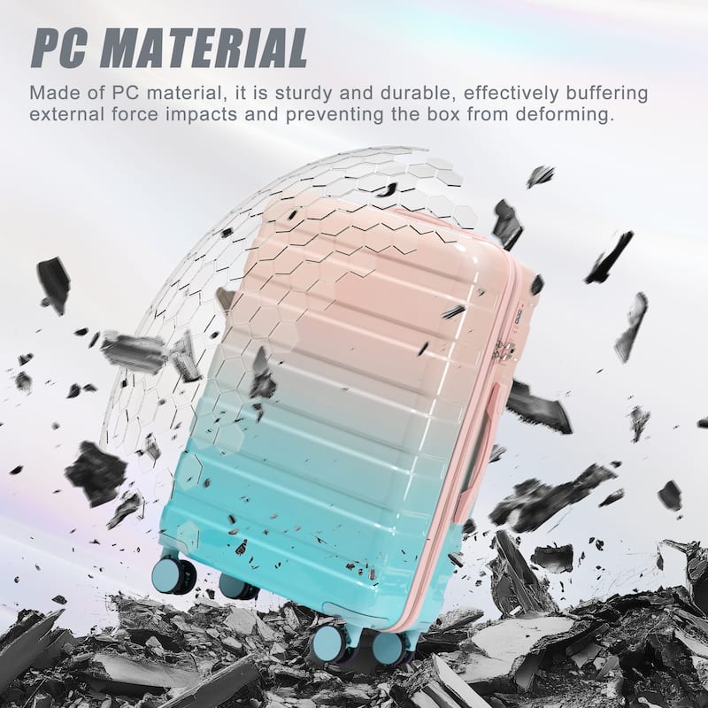 3-Piece, Modern Luggage Sets, Gradient Luggage with Combination Lock and 4 Swivel Wheels, for Boarding Travel, Blue+Pink