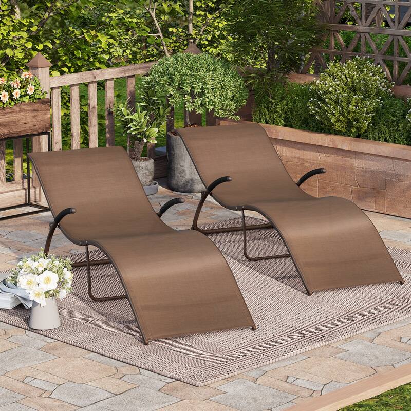 Crestlive Products Outdoor Aluminum Chaise Lounge Chair with Adjustable Backrest