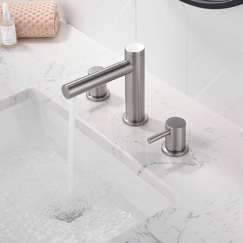 Circular 8" Bathroom Sink Widespread Faucet with Drain Assembly