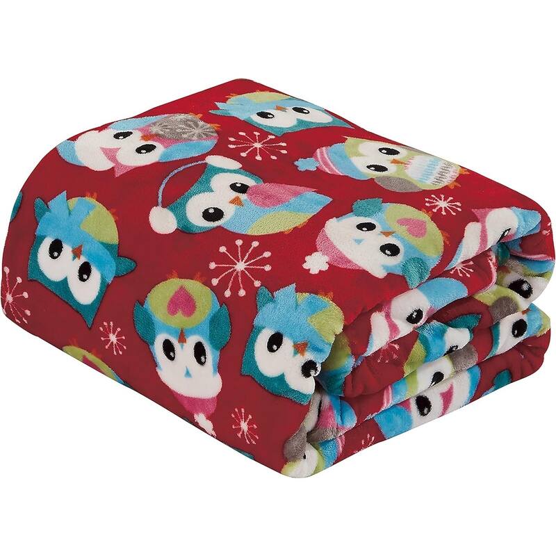 Velvet Touch Holiday Throw Fleece Blanket (50 x 60) - Hooty Hoot Owl