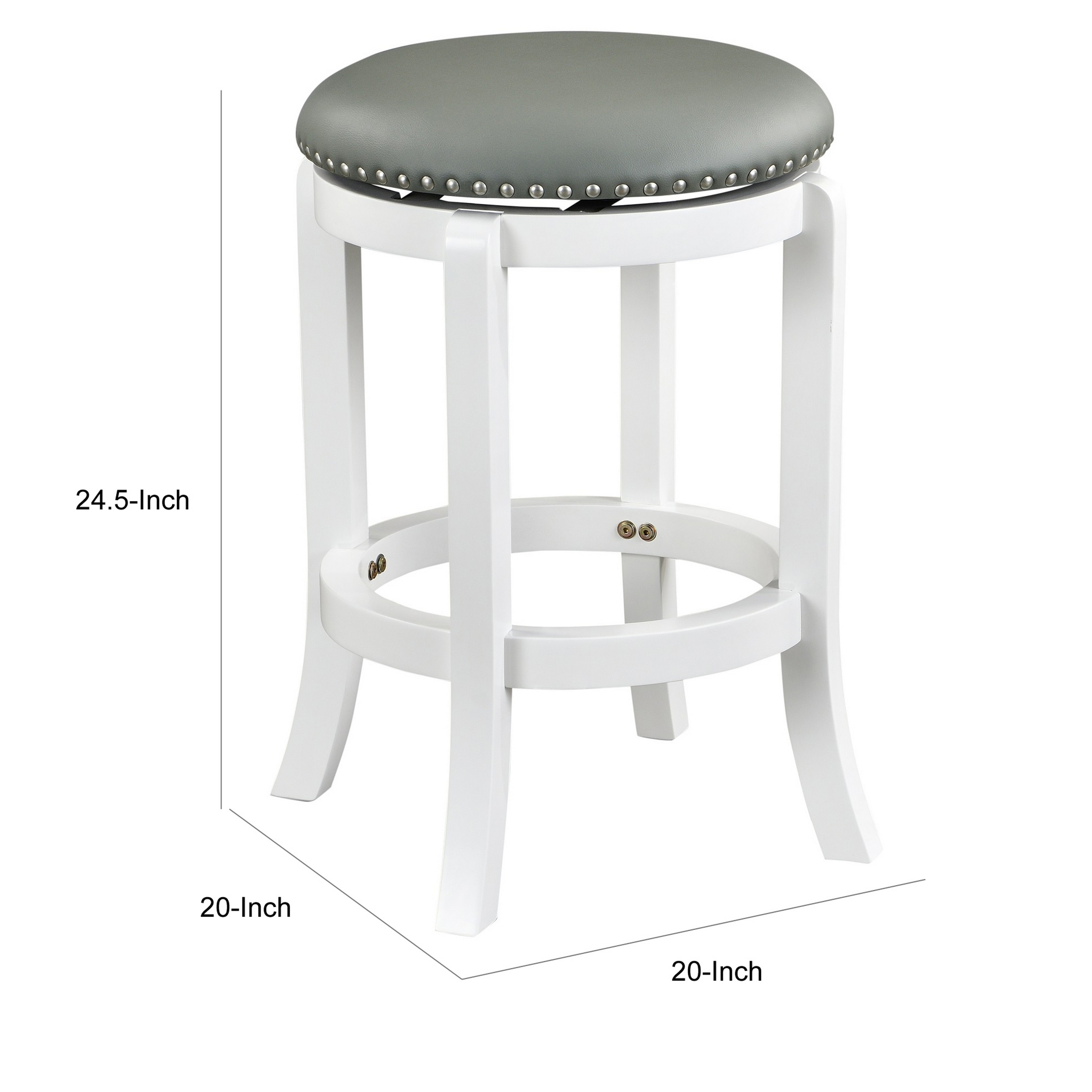 Ovi 25 Inch Backless Swivel Counter Stool, Gray Faux Leather