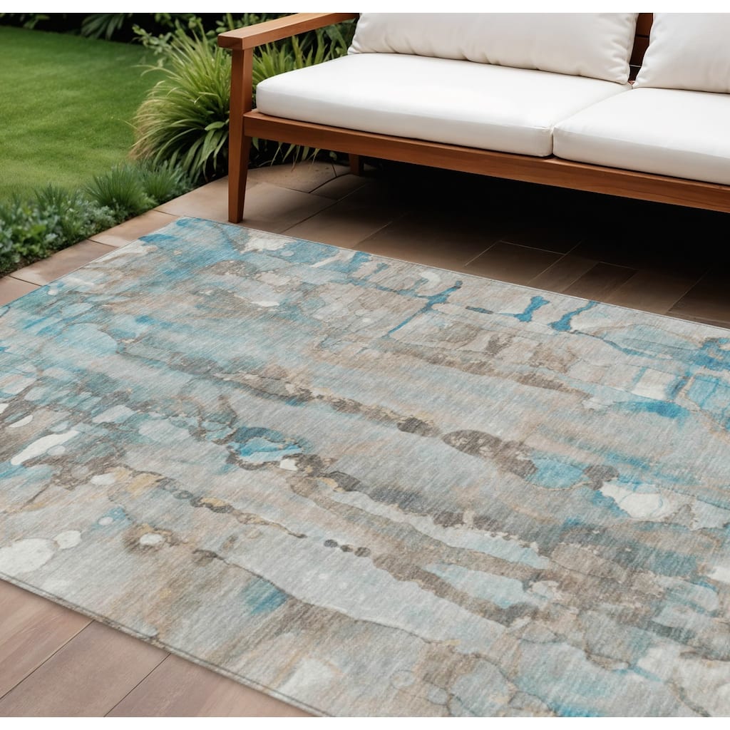 HomeRoots Abstract Transitional Rectangle Outdoor Rug