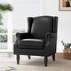 preview thumbnail 2 of 80, Mid-Century Modern Linen/ Vegan Leather Wing Back Accent Chair Black-Faux Leather