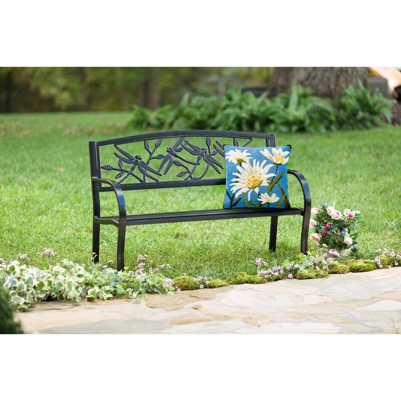 50 in. Dragonfly Metal Outdoor Garden Bench