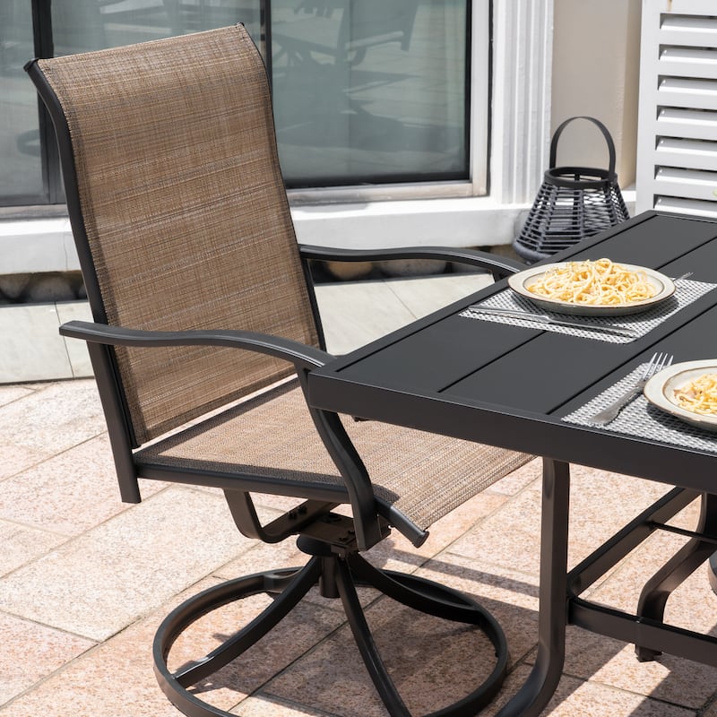 Outdoor 5-Piece Dining Set, Textilene Fabric, Powder-coated Iron Frame