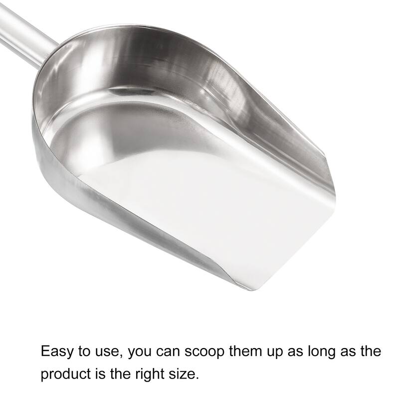 Ice Scoop Stainless Steel 11.8x4.7" Flour Cereal Food Utility Shovel - Silver