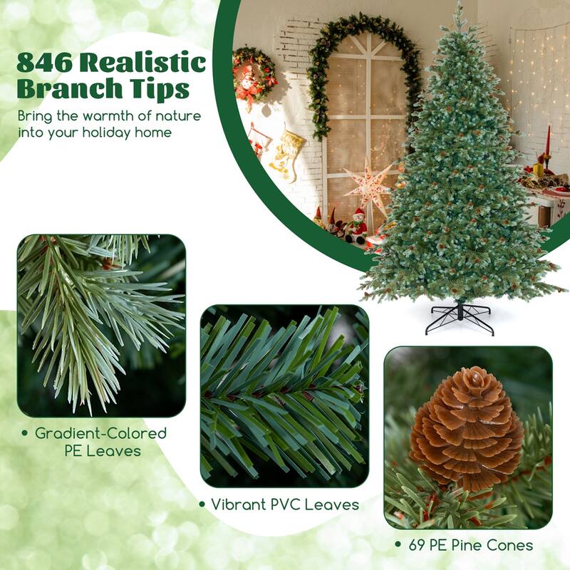 Costway 6/7/8 FT Artificial Christmas Tree with 590 Branch Tips