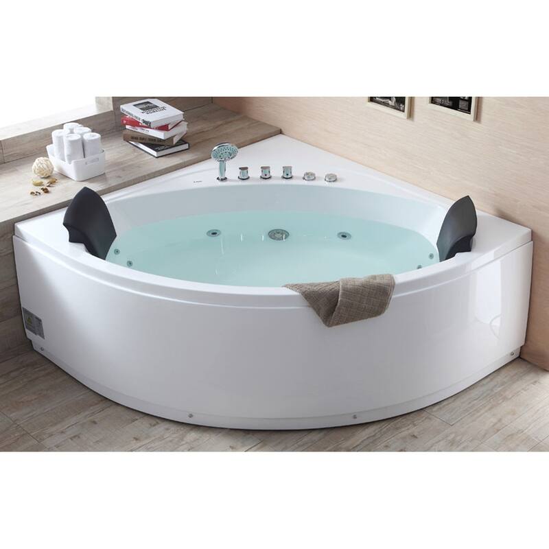 EAGO AM200 5-foot Rounded Modern Double-seat Corner Whirlpool Bathtub