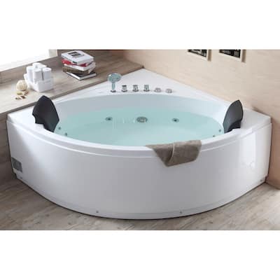 EAGO AM200 5-foot Rounded Modern Double-seat Corner Whirlpool Bathtub