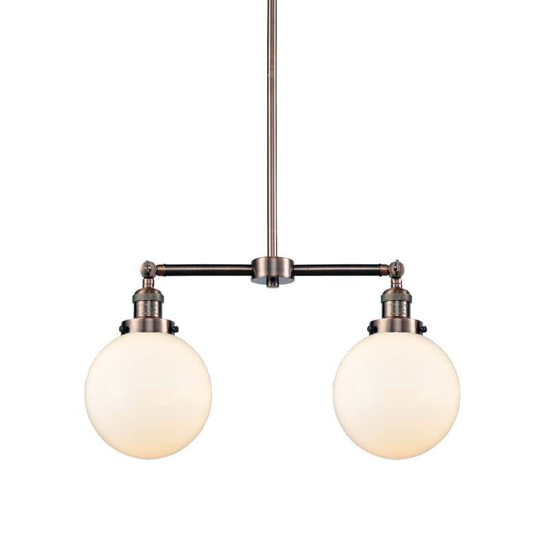 Innovations Lighting Beacon 2 Light 25" Wide Linear Chandelier - Antique Copper / Gloss White