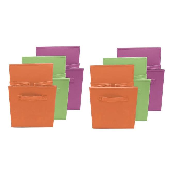 Home Storage Bundle - Drawer and Closet Bins, Purple, Green, Orange (6 Pack)