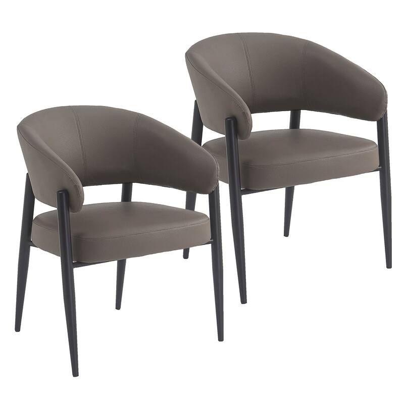 Modern Faux Leather and Metal Dining Chair, Set of 2