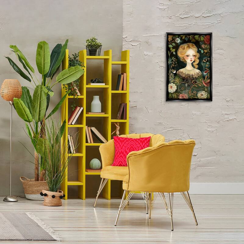 Stupell Victorina Woman with Florals Framed Floater Canvas Wall Art Design By The Dutch Lady