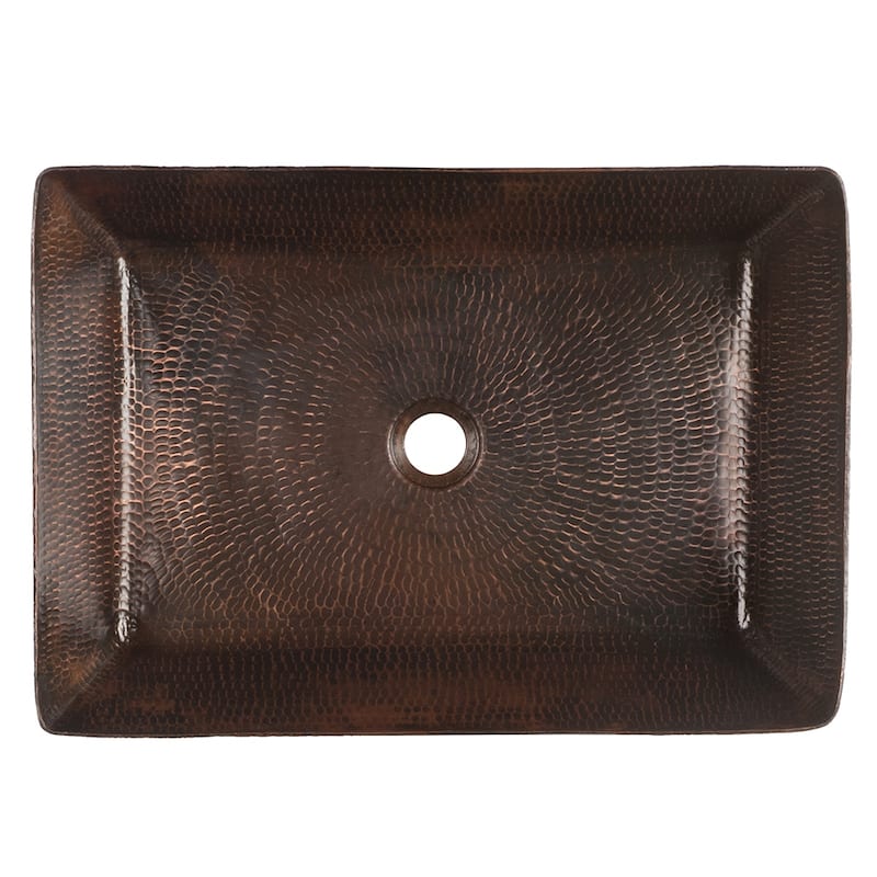 20-in Rectangle Vessel Hammered Copper Sink (VREC2014DB)