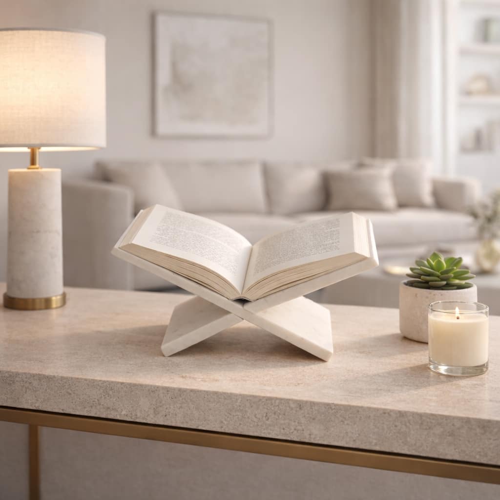 Decorative Geometric Marble Book Stand - 14" - 14.25"