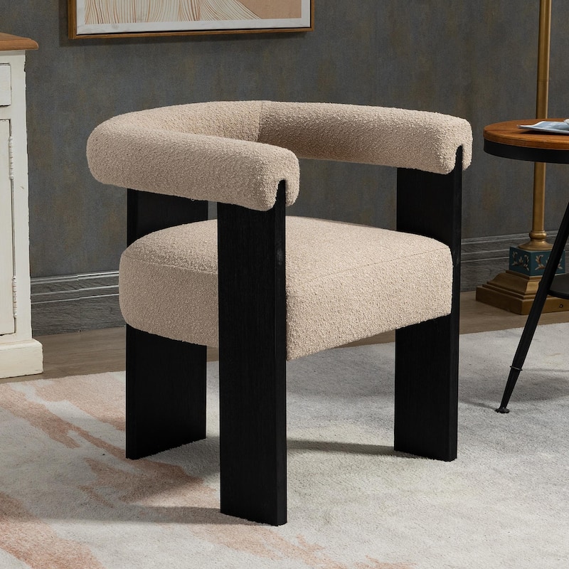 Owena Modern Armchair Upholstered Brushed Fabric with Padding Wood Frame