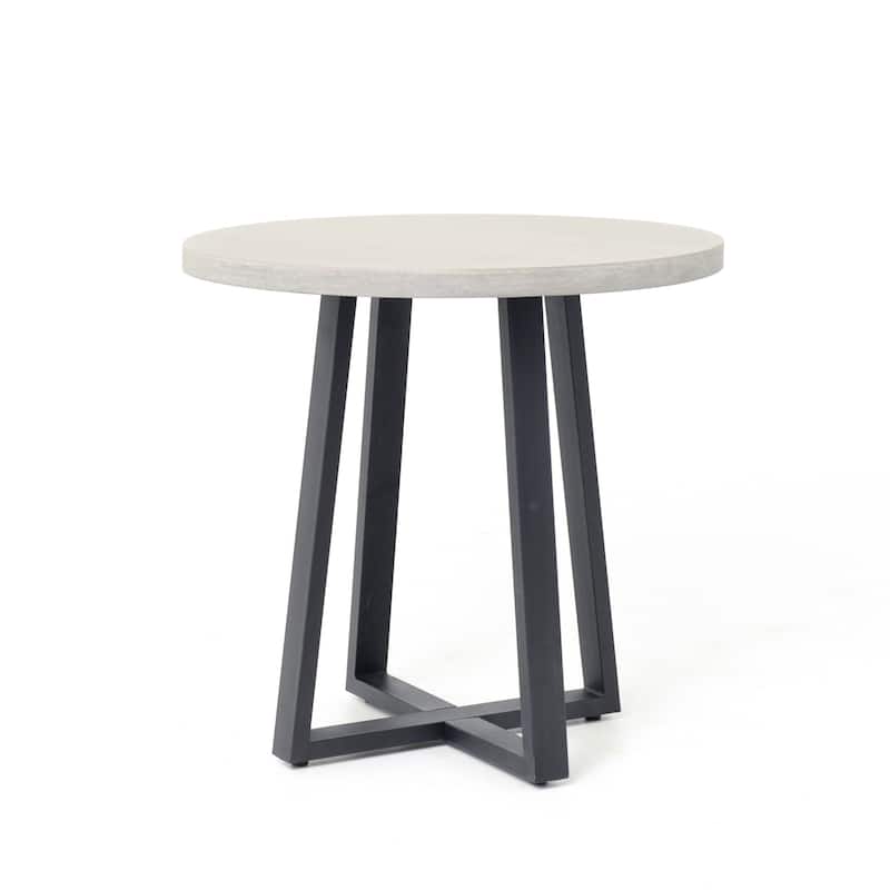 Haven Home Miley Outdoor Table - Light Grey Round Dining Table